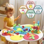 Peg Board Toy set 65Pcs DIY Building Stacking Toys for Kids 3-6 Years Old,STEM Educational Kids Toy for Brain Development,Montessori Sensory Toys,Upgrade Various Foam Board Plastic Lacing String Game