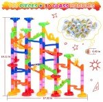 Gifts2U Marble Run Toy, 130Pcs Educational Construction Maze Block Toy Set with Glass Marbles for Kids and Parent-Child Game