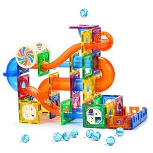 MAGBLOCK 85Pcs Marble Run Toy Magnetic Tiles STEM Educational Building Blocks Child Brain Development Kit Magnet Construction Toys for Boys Girls Kids Age 5 6 7+ Years Old