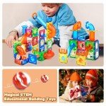 MAGBLOCK 85Pcs Marble Run Toy Magnetic Tiles STEM Educational Building Blocks Child Brain Development Kit Magnet Construction Toys for Boys Girls Kids Age 5 6 7+ Years Old