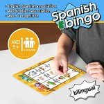 EDUMAETRIX Spanish English Bilingual Bingo wtih Challenging Cards Vocabulary Language-Learning Educational Reading Games for Kids Ages 5+