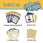 EDUMAETRIX Spanish English Bilingual Bingo wtih Challenging Cards Vocabulary Language-Learning Educational Reading Games for Kids Ages 5+