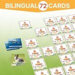 72 (36 Pairs) Spanish English Bilingual Animal Memory Matching Game with Reusable Custiomizable Cards,Instruction Language Learning Games for Kids -Early Education ESL and Language Immersion for Kids.