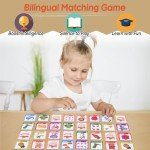 72 (36 Pairs) Spanish English Bilingual Alphabet Numbers Memory Matching Game Language Learning Games for Kids -Early Education ESL and Language Immersion for Kids.