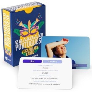 Portuguese Vocabulary Flash Cards - 75 Beginner Vocab with Pictures - Brazilian Dialect - Memory & Sight Words - Educational Language Learning Game Play - Kids, Grade School, Classroom Homeschool