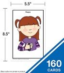 Key Education 160 American Sign Language Flash Cards for Kids, ASL Flashcards for Preschool, Kindergarten, 1st and 2nd Grade Learners With Signing Illustrations