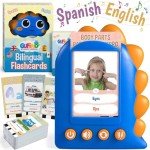 GUFINO Talking Flash Cards – 300 Spanish Flashcards for Kids for Cognitive Abilities & Boost Language Development – Learning Games, Blue Toddler Boy Gifts. See and Say Toys for Toddlers