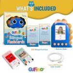GUFINO Talking Flash Cards – 300 Spanish Flashcards for Kids for Cognitive Abilities & Boost Language Development – Learning Games, Blue Toddler Boy Gifts. See and Say Toys for Toddlers