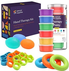 Special Supplies Physical Hand Therapy Putty Kit, Finger Exercisers, Hand Strengtheners, 15 Set Grip Strength,Dexterity, Mobility,Injury Stress Relief