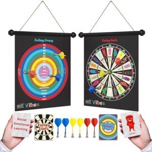 Vibes: Anger Management Toys | Therapy Games for Teens | 2-in-1 Feelings Dart Board for Kids and Families, Therapists, Teachers | Ideal for Play Therapy toys, Emotional Intelligence, and Social Skills