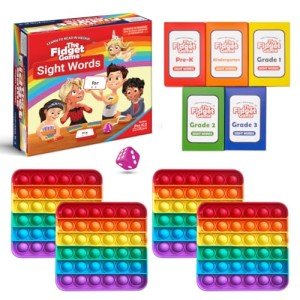 THE FIDGET GAME Sight Words - Reading Flashcards and Pop Fidget Toys for Kids Pre-K to Third Grade - Learning Activities and Games for High-Frequency Dolch Sight Words - Includes Mats and Dice