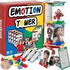 Garybank Feelings Tower for Kids Social Emotional Learning Activities, /56 Emotion Cards & Emotion Scenario Cards, Self-Esteem and Confidence Building, Play Therapy Games for Counselors