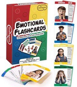 Garybank Emotion Cards - 56 Social Emotions Flashcards Game for Toddlers & Kids - with Coping Skills - Speech Therapy & ABA Therapy Materials, Social Worker, Teacher and School Counselor Gifts