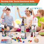 Garybank Feelings Tower for Kids Social Emotional Learning Activities, /56 Emotion Cards & Emotion Scenario Cards, Self-Esteem and Confidence Building, Play Therapy Games for Counselors