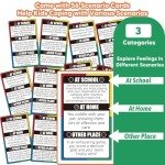 Garybank Feelings Tower for Kids Social Emotional Learning Activities, /56 Emotion Cards & Emotion Scenario Cards, Self-Esteem and Confidence Building, Play Therapy Games for Counselors