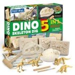 Dinosaur Fossil Digging Kit for Kids, 5-in1 Dinosaur Skeleton Dig Kit for Boys and Girls Age 6+, Science Educational Dinosaur Toys for Kids, Christmas Birthday Gift for Kids 6 7 8 9 Years Old