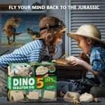 Dinosaur Fossil Digging Kit for Kids, 5-in1 Dinosaur Skeleton Dig Kit for Boys and Girls Age 6+, Science Educational Dinosaur Toys for Kids, Christmas Birthday Gift for Kids 6 7 8 9 Years Old