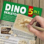 Dinosaur Fossil Digging Kit for Kids, 5-in1 Dinosaur Skeleton Dig Kit for Boys and Girls Age 6+, Science Educational Dinosaur Toys for Kids, Christmas Birthday Gift for Kids 6 7 8 9 Years Old