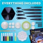 Blue Marble National Geographic Glow-in-The-Dark Solar System Model Kit for Kids - Build & Paint a 3D Planetary Model with Movable Arms, STEM Projects for Kids Ages 8-12, Space Themed Bedroom Decor