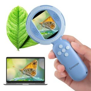 Kids Microscope with 100X Magnification, Handheld Portable Digital Microscope for Children, Rechargeable STEM Educational Toy with LED Light, Science Kit Gift for Boys & Girls Ages 3+