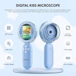 Kids Microscope with 100X Magnification, Handheld Portable Digital Microscope for Children, Rechargeable STEM Educational Toy with LED Light, Science Kit Gift for Boys & Girls Ages 3+