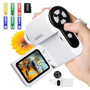Hideal HP20 Microscope for Kids [3-in-1] [Easy and Fun] 2" IPS Portable Handheld Microscope Miniscope, Pocket Mini Scope Educational Science Kit, Birthday Easter Gifts for Kids, 32GB, White