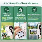 Hideal HP20 Microscope for Kids [3-in-1] [Easy and Fun] 2" IPS Portable Handheld Microscope Miniscope, Pocket Mini Scope Educational Science Kit, Birthday Easter Gifts for Kids, 32GB, White