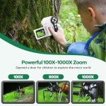 Hideal HP20 Microscope for Kids [3-in-1] [Easy and Fun] 2" IPS Portable Handheld Microscope Miniscope, Pocket Mini Scope Educational Science Kit, Birthday Easter Gifts for Kids, 32GB, White