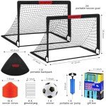 Kids Soccer Goals for Backyard Set - 2 of 4' x 3' Portable Soccer Goal Training Equipment, Pop Up Toddler Soccer Net with Soccer Ball, Soccer Set for Kids and Youth Games, Sports