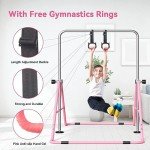 FBSPORT Gymnastics Bar for Kids，Adjustable Height Gymnastic Horizontal Bars,Junior Training Bar Children Folding Training Monkey Bars for Home Using (Pink)