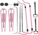 FBSPORT Gymnastics Bar for Kids，Adjustable Height Gymnastic Horizontal Bars,Junior Training Bar Children Folding Training Monkey Bars for Home Using (Pink)