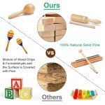 LOOIKOOS Baby Musical Instruments Montessori Toys for Toddlers 1-3,Natural Wooden Percussion Instruments Set for Kids Preschool Educational Musical Toys for Ages 5-9