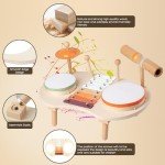 Drum Set for Toddlers 3+ Year Old Boys Girls Baby Wooden Musical Instruments Drumset for Ages Kids Montessori Preschool Educational Music Sensory Toys 3-5 Birthday