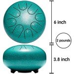 Steel Tongue Drum Musical Instruments: 6 Inch 8 Notes Metal Hand Drums, Music Gifts for Family Friends (Malachite)