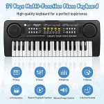TOQIBO Kids Piano Keyboard, 37 Keys Electronic Piano for Kids Portable Multi-Function Musical Instruments Birthday Educational Gift Toys for 3 4 5 6 7 8 Year Old Boys Girls Children Beginner (Black)