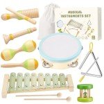 Xylophone for Toddlers 1-3, Montessori Toys for 1 Year Old, Baby Instruments Wooden Percussion Set, Baby Xylophone for Boys and Girls, Preschool Educational Birthday Gifts