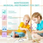 Xylophone for Toddlers 1-3, Montessori Toys for 1 Year Old, Baby Instruments Wooden Percussion Set, Baby Xylophone for Boys and Girls, Preschool Educational Birthday Gifts
