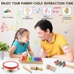 DIFFYBOX Kids Musical Instruments Montessori Baby Musical Toys for Toddlers 3-5 Wooden Percussion Instruments Toy for Preschool Educational