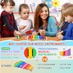 DIFFYBOX Kids Musical Instruments Montessori Baby Musical Toys for Toddlers 3-5 Wooden Percussion Instruments Toy for Preschool Educational