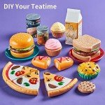 Laugigle Pretend Play Food for Kids Kitchen - 78Pc Cutting Toy Food with Storage Bag, Food Toys with Veggies, Fruits, Fake Food with Pizza Toy, Pretend Food, Play Kitchen Accessories, Boys Girls Gift