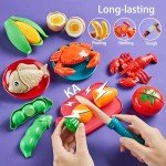 Laugigle Pretend Play Food for Kids Kitchen - 78Pc Cutting Toy Food with Storage Bag, Food Toys with Veggies, Fruits, Fake Food with Pizza Toy, Pretend Food, Play Kitchen Accessories, Boys Girls Gift
