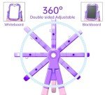 Juivin Art Easel for Kids Double Sided Magnetic Drawing Board with Letters & Numbers, Adjustable Standing Easel for Toddlers, Creative Play & Learning Toys for Girls - Purple