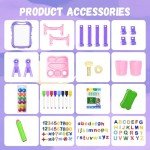 Juivin Art Easel for Kids Double Sided Magnetic Drawing Board with Letters & Numbers, Adjustable Standing Easel for Toddlers, Creative Play & Learning Toys for Girls - Purple