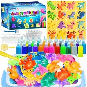 24 Colors Magic Gel Water Elf Toy Kit - Aqua Elf Water Fairy Kit with 16 Molds, Fun DIY Water Toy Set for Kids Creative Play, Craft Gift for Boys and Girls Birthdays & Holidays Easter