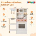 JOYMOR Kids Play Kitchen Sets, Toddler Kitchen w/Kitchen Sink & Ample Play Kitchen Accessories, Ideal for Creative Pretend Play for Children 3-10 (Cream&Gold)