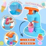 Crelloci 3 in 1 Color Dough Kitchen Creations Set, Ice Cream Noodle Hamburger Maker Machine, Art Crafts Food Modeling Play Toys, Deluxe Tools Kit for Boys Girls Kids Toddlers Ages 3+ (12 Colors Dough)