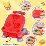 Crelloci 3 in 1 Color Dough Kitchen Creations Set, Ice Cream Noodle Hamburger Maker Machine, Art Crafts Food Modeling Play Toys, Deluxe Tools Kit for Boys Girls Kids Toddlers Ages 3+ (12 Colors Dough)