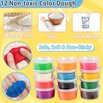 Crelloci 3 in 1 Color Dough Kitchen Creations Set, Ice Cream Noodle Hamburger Maker Machine, Art Crafts Food Modeling Play Toys, Deluxe Tools Kit for Boys Girls Kids Toddlers Ages 3+ (12 Colors Dough)