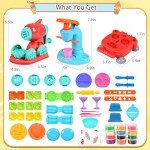 Crelloci 3 in 1 Color Dough Kitchen Creations Set, Ice Cream Noodle Hamburger Maker Machine, Art Crafts Food Modeling Play Toys, Deluxe Tools Kit for Boys Girls Kids Toddlers Ages 3+ (12 Colors Dough)