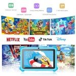 Kids Tablet 7 inch Toddler Children's Learning Tablet with WiFi Durable Case 32GB Android System WiFi YouTube, GMS, Parental Control, Dual Camera for Boys Girls Educational Games Preinstalled, Blue
